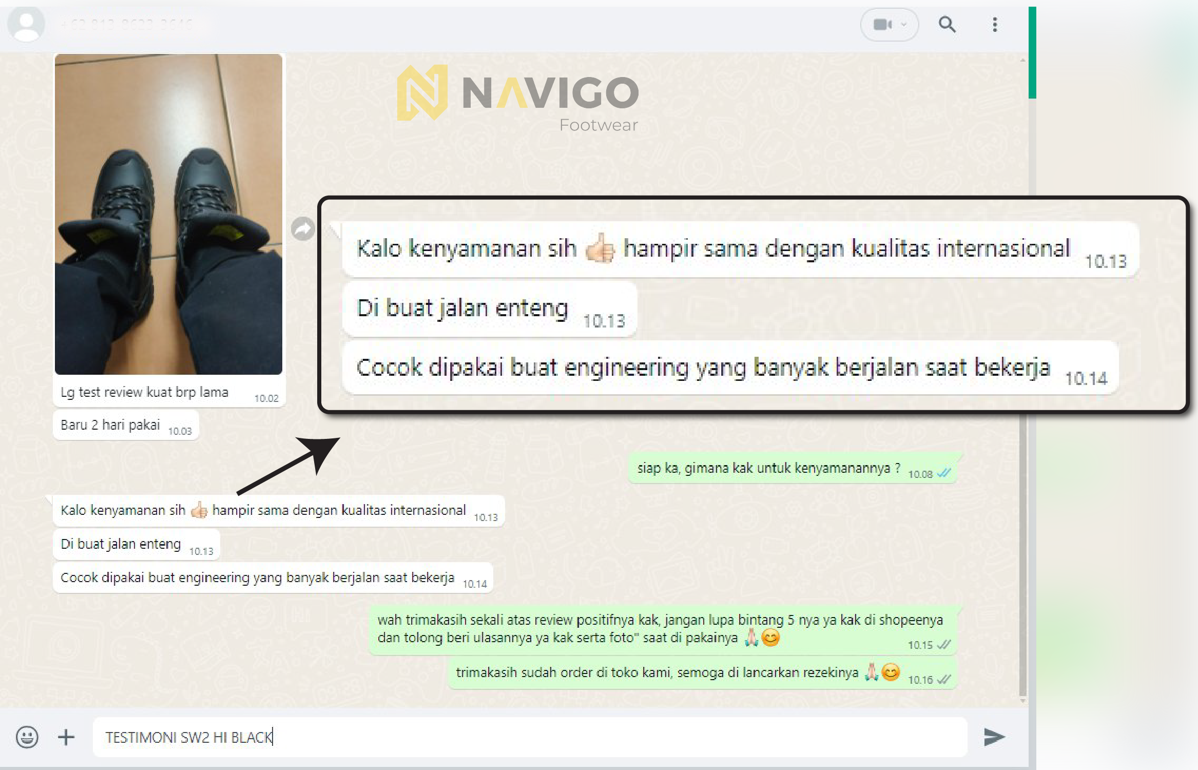 testimoni navigo footwear